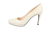 Prada Women's Beige High-Quality Saffiano Leather Pumps / Heels 1IP079