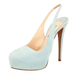 Prada Women's Blue Leather Pumps / Heels 1IP122