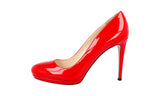 Prada Women's Red Leather Platform High Heels Stilettos Pumps / Heels 1IP286
