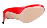 Prada Women's Red Leather Platform High Heels Stilettos Pumps / Heels 1IP286