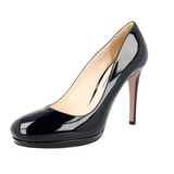 Prada Women's Black Leather Platform High Heels Stilettos Pumps / Heels 1IP286