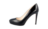 Prada Women's Black Leather Platform High Heels Stilettos Pumps / Heels 1IP286