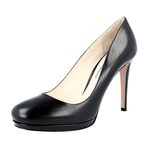 Prada Women's Black Leather Platform High Heels Stilettos Pumps / Heels 1IP286