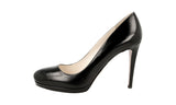 Prada Women's Black Saffiano Leather Platform High Heels Stilettos Pumps / Heels 1IP286