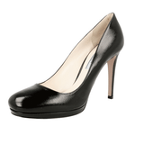 Prada Women's Black Saffiano Leather Platform High Heels Stilettos Pumps / Heels 1IP286