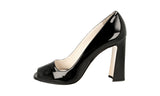 Prada Women's Black Leather Peep Toe Pumps / Heels 1K516F