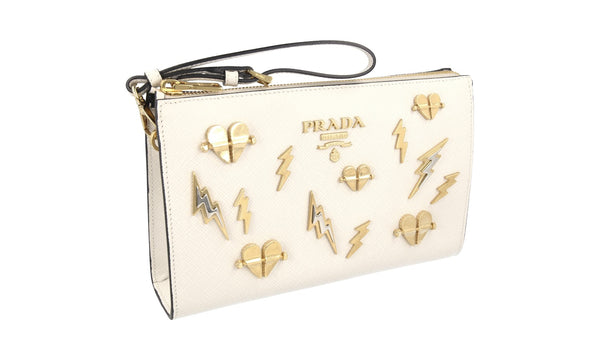 Prada Women's 1NE007 White Saffiano Leather Leather Evening Purse