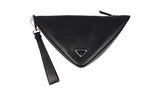 Prada Men's Black Leather Triangle Wrist Handgelenk Dreieck Folder Bag 1NE039