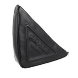 Prada Men's Black Leather Triangle Wrist Handgelenk Dreieck Folder Bag 1NE039