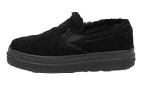 Prada Women's Black Leather Shearling Slip-on Sneaker 1S053L