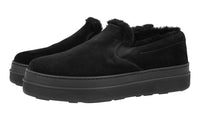 Prada Women's Black Leather Shearling Slip-on Sneaker 1S053L