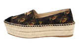 Prada Women's Black Embroided Jacquard Platform Espadrilles 1S055M