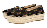 Prada Women's Black Embroided Jacquard Platform Espadrilles 1S055M