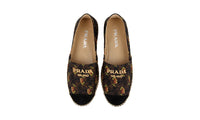 Prada Women's Black Embroided Jacquard Platform Espadrilles 1S055M