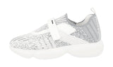 Prada Women's White Knit Cloudbust Lurex Sock Slip-on Sneaker 1S217I