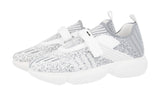 Prada Women's White Knit Cloudbust Lurex Sock Slip-on Sneaker 1S217I
