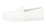 Prada Women's White Leather Downtown Cryatal Slip-on Sneaker 1S245G