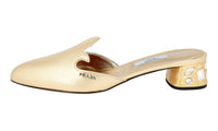 Prada Women's Gold High-Quality Saffiano Leather Sandals 1S616I