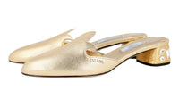 Prada Women's Gold Saffiano Leather Sandals 1S616I
