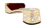 Prada Women's Gold High-Quality Saffiano Leather Sandals 1S616I