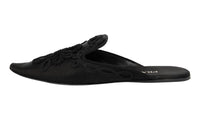 Prada Women's Black Leather Embodied Mules Sandals 1S659H