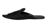 Prada Women's Black Leather Embodied Mules Slides Sandals 1S659H