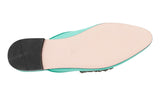 Prada Women's Turquoise Leather Crystal Slides Mules Sandals 1S667I