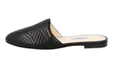 Prada Women's Black Leather Diagramme Slides Mules Sandals 1S680I