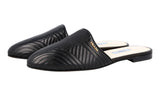 Prada Women's Black Leather Diagramme Slides Mules Sandals 1S680I