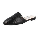 Prada Women's Black Leather Diagramme Slides Mules Sandals 1S680I
