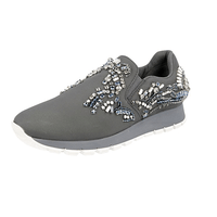 Prada Women's Grey Crystal Prax01 Slip-on Sneaker 1S875F