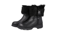 Prada Women's Black Heavy-Duty Rubber Sole Leather Brixxen Half-Boot 1T006L