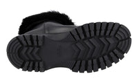 Prada Women's Black Heavy-Duty Rubber Sole Leather Brixxen Half-Boot 1T006L