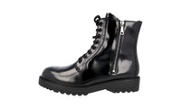 Prada Women's Black Brushed Spazzolato Leather Half-Boot 1T044H