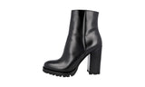 Prada Women's Black Heavy-Duty Rubber Sole Leather Half-Boot 1T137H