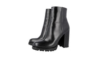 Prada Women's Black Heavy-Duty Rubber Sole Leather Half-Boot 1T137H