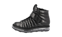 Prada Women's Black Leather High-Top Sneaker 1T334E