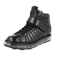 Prada Women's Black Leather High-Top Sneaker 1T334E