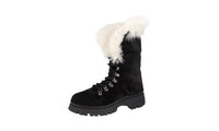 Prada Women's Black Leather Brixxen Shearling Half-Boot 1T496M