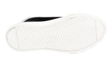 Prada Women's Black Leather Shearling Fur Cassetta Wheel High-Top Sneaker 1T508M