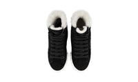Prada Women's Black Leather Shearling Fur Cassetta Wheel High-Top Sneaker 1T508M