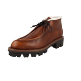 Prada Women's Brown Leather Chukka Shearling Lammfell Desert Half-Boot 1T879N