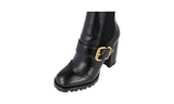 Prada Women's Black Heavy-Duty Rubber Sole Leather Half-Boot 1T924H