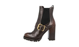 Prada Women's Brown Heavy-Duty Rubber Sole Leather Half-Boot 1T924H