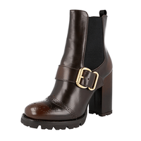Prada Women's Brown Full Brogue Leather Half-Boot 1T924H