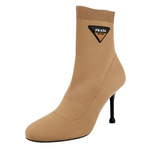 Prada Women's Brown Knit Booties Pumps Half-Boot 1T978I
