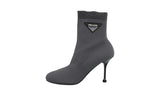 Prada Women's Grey Knit Sock Booties Pumps Half-Boot 1T978I