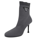 Prada Women's Grey Knit Sock Booties Pumps Half-Boot 1T978I