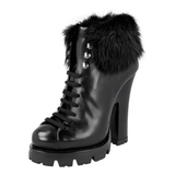 Prada Women's Black welt-sewn Leather Half-Boot 1TP189