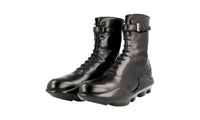 Prada Women's Black Heavy-Duty Rubber Sole Leather Half-Boot 1U049G